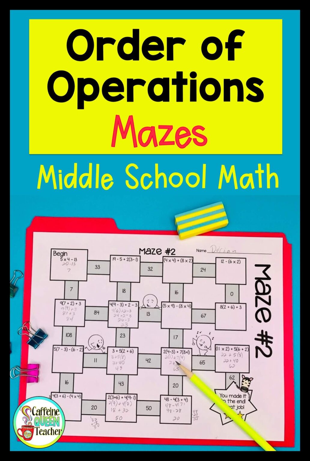 Engaging Interactive Mazes for Middle School and Elementary Math - Caffeine Queen Teacher