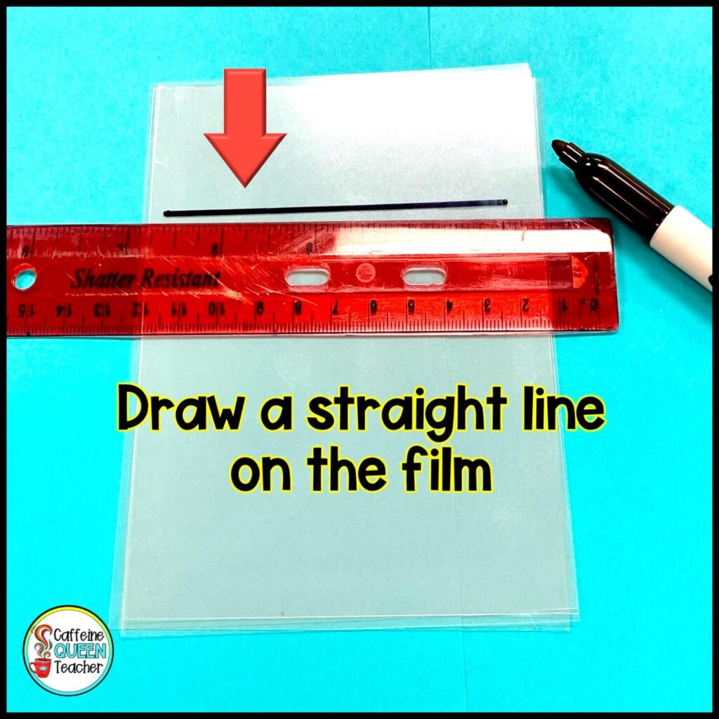 straight line is drawn on transparent films to make simple reading guides for students