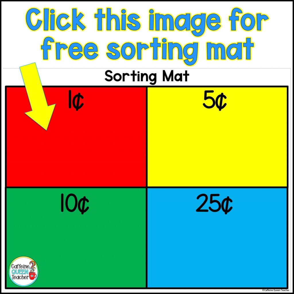 click the image for free coin sorting mats
