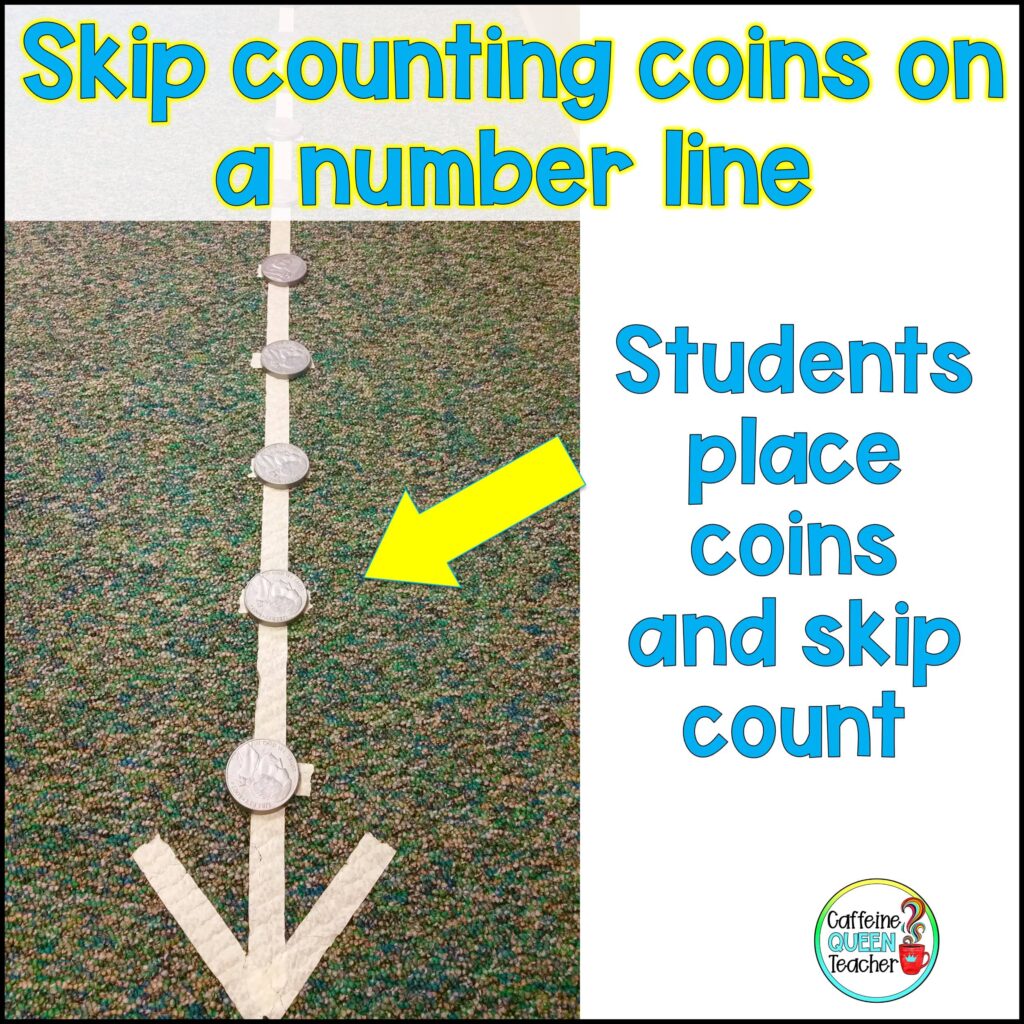 teaching money skills using a number line for skip counting