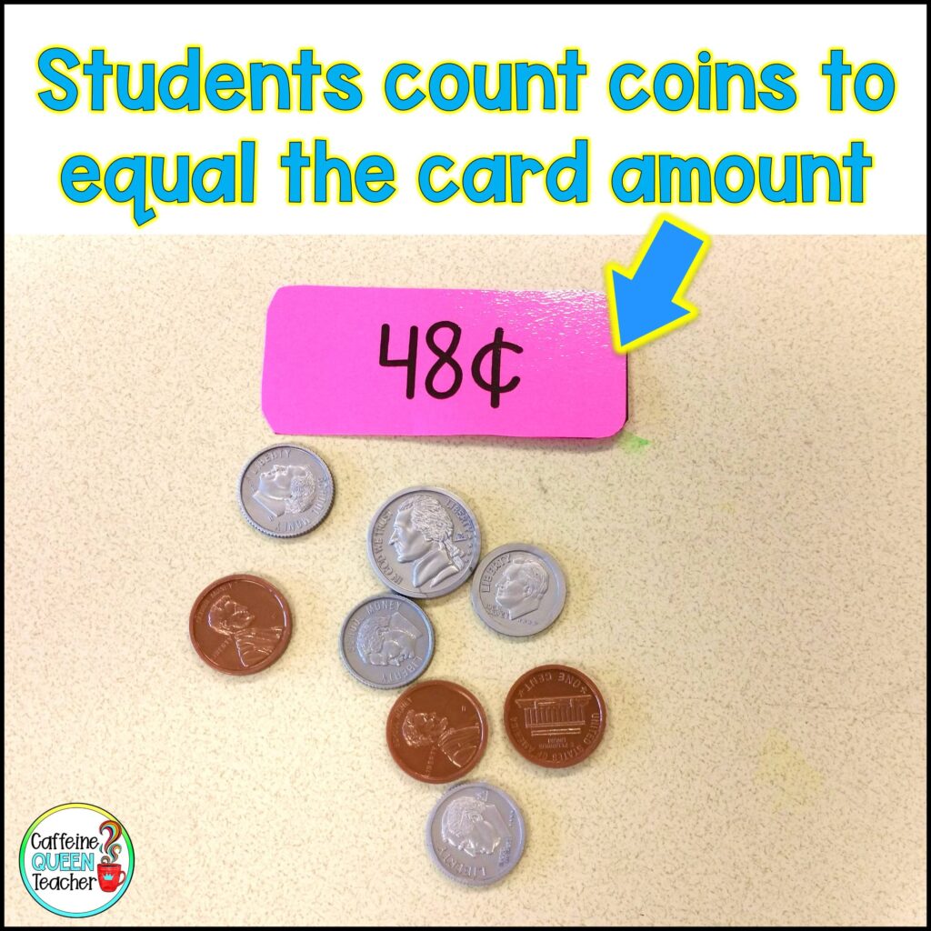 image of coin and money learning game card and coins