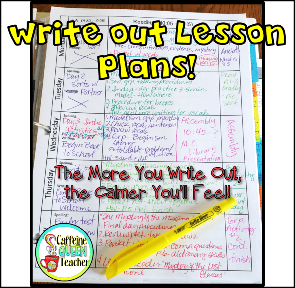 photo of teacher's lesson plan book