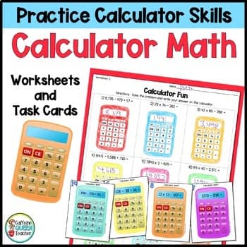 calculator math practice worksheets and task cards