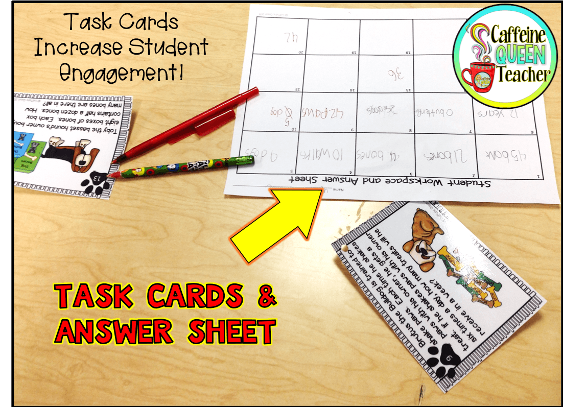 problem solving task cards for elementary students