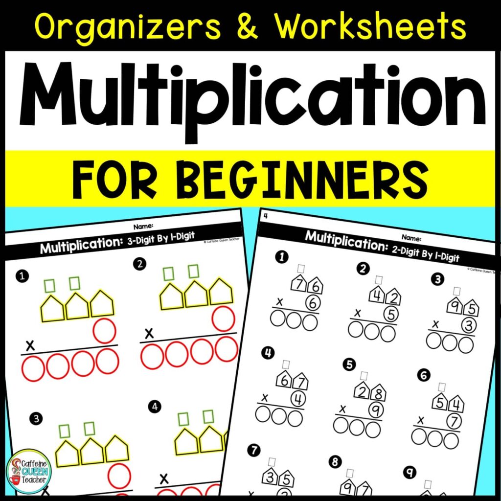 Multiplication for Beginners shape math teaching worksheet set