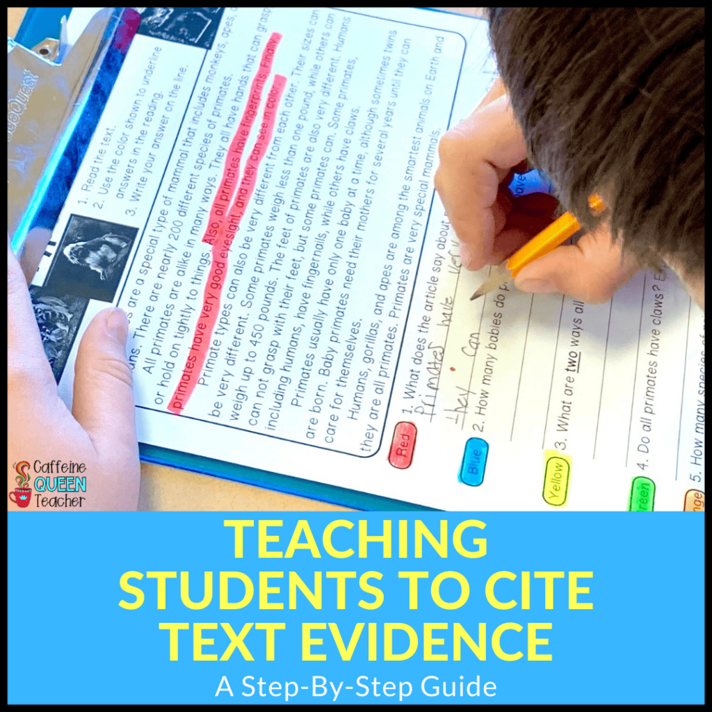 How to Teach Students to Find Text Evidence - Caffeine Queen Teacher