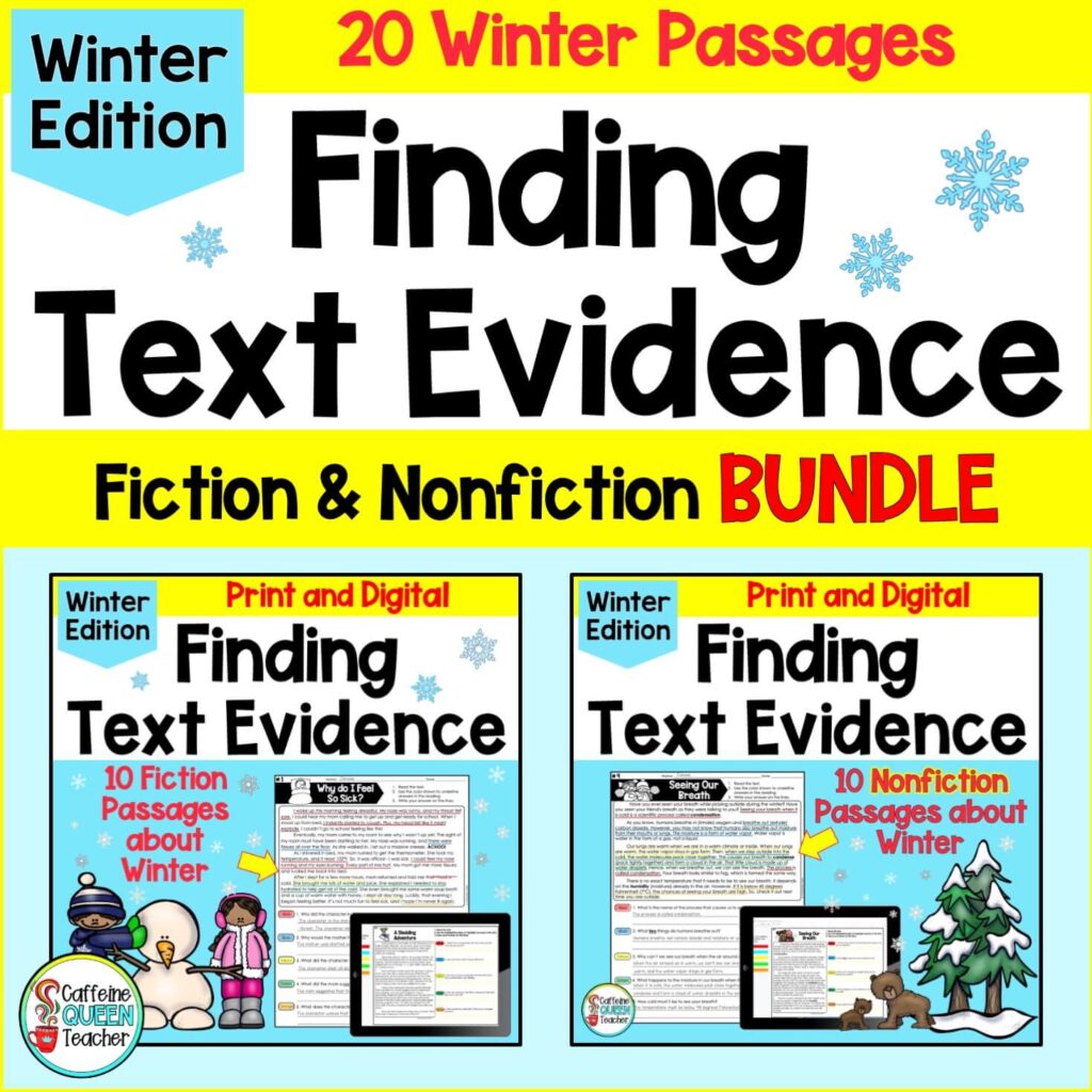 cover of Text Evidence Winter Passages Fiction and Nonfiction Passages