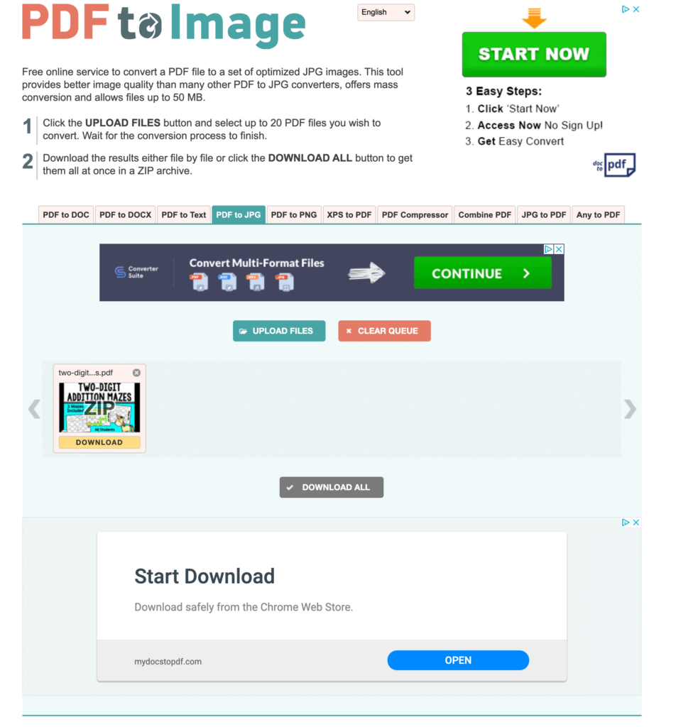 try using pdftoimage.com to change a pdf into images