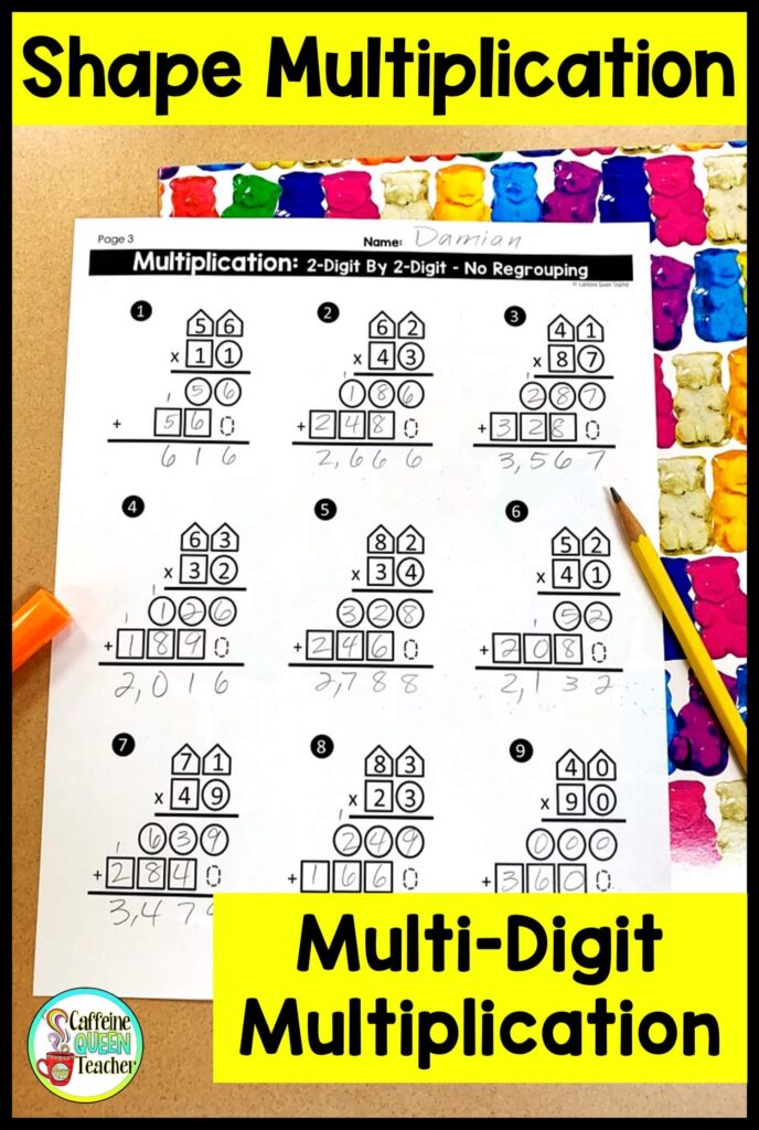 2-digit multiplication organizer