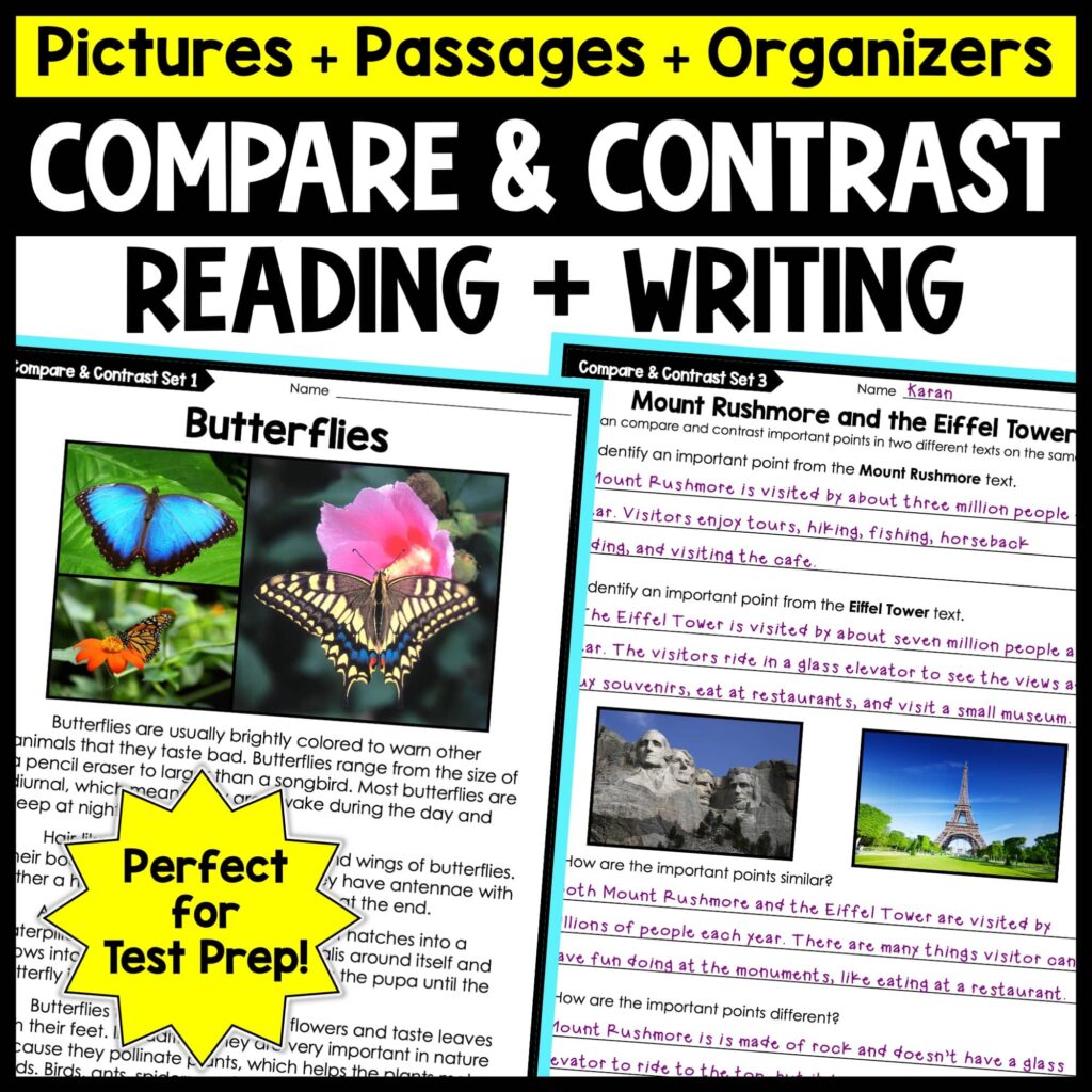 compare and contrast reading and writing test prep lesson set cover image