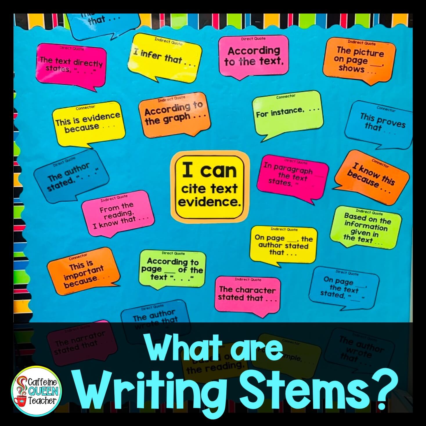 bulletin board idea for students answering text questions sentence starters