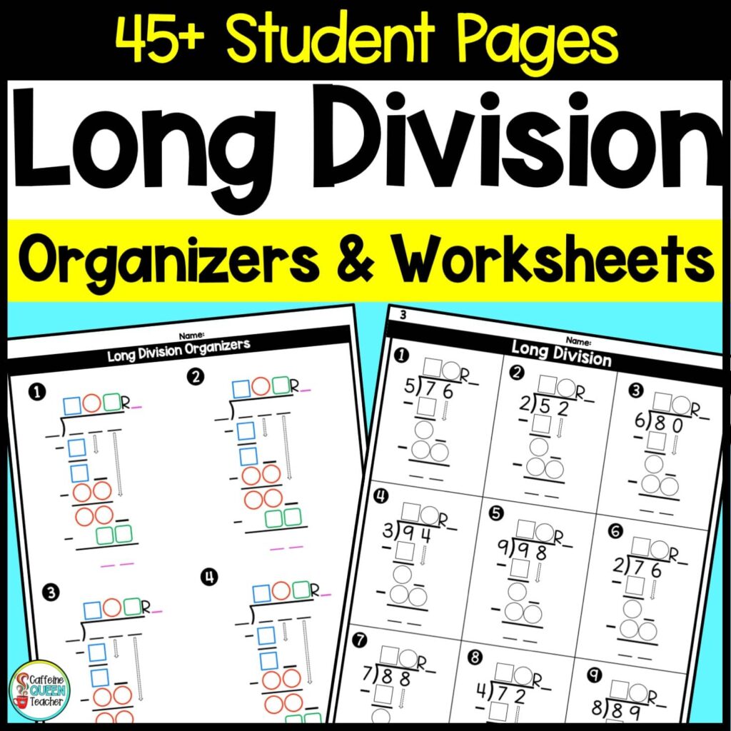 Long Division Work Mats for Standard Algorithm - Divide by 1-Digit Numbers