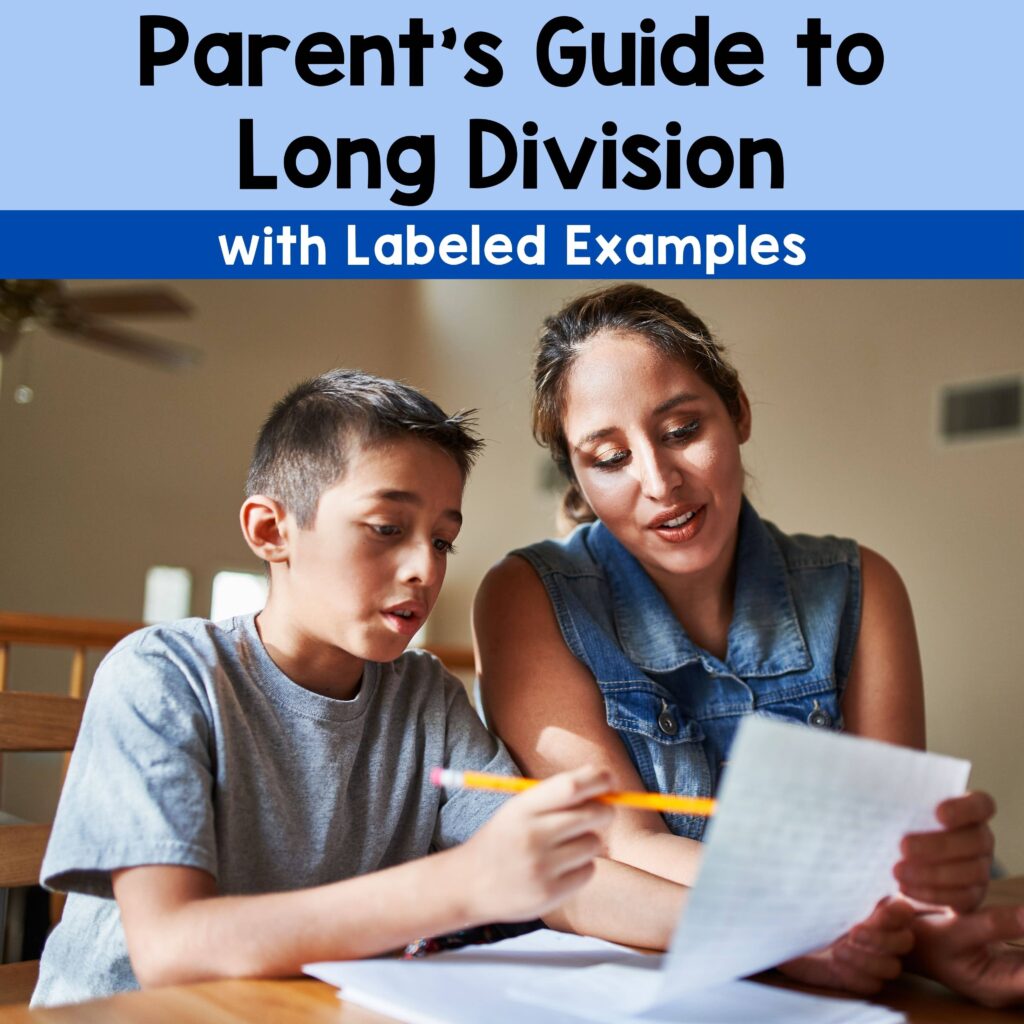 parent helping their child with long division math homework