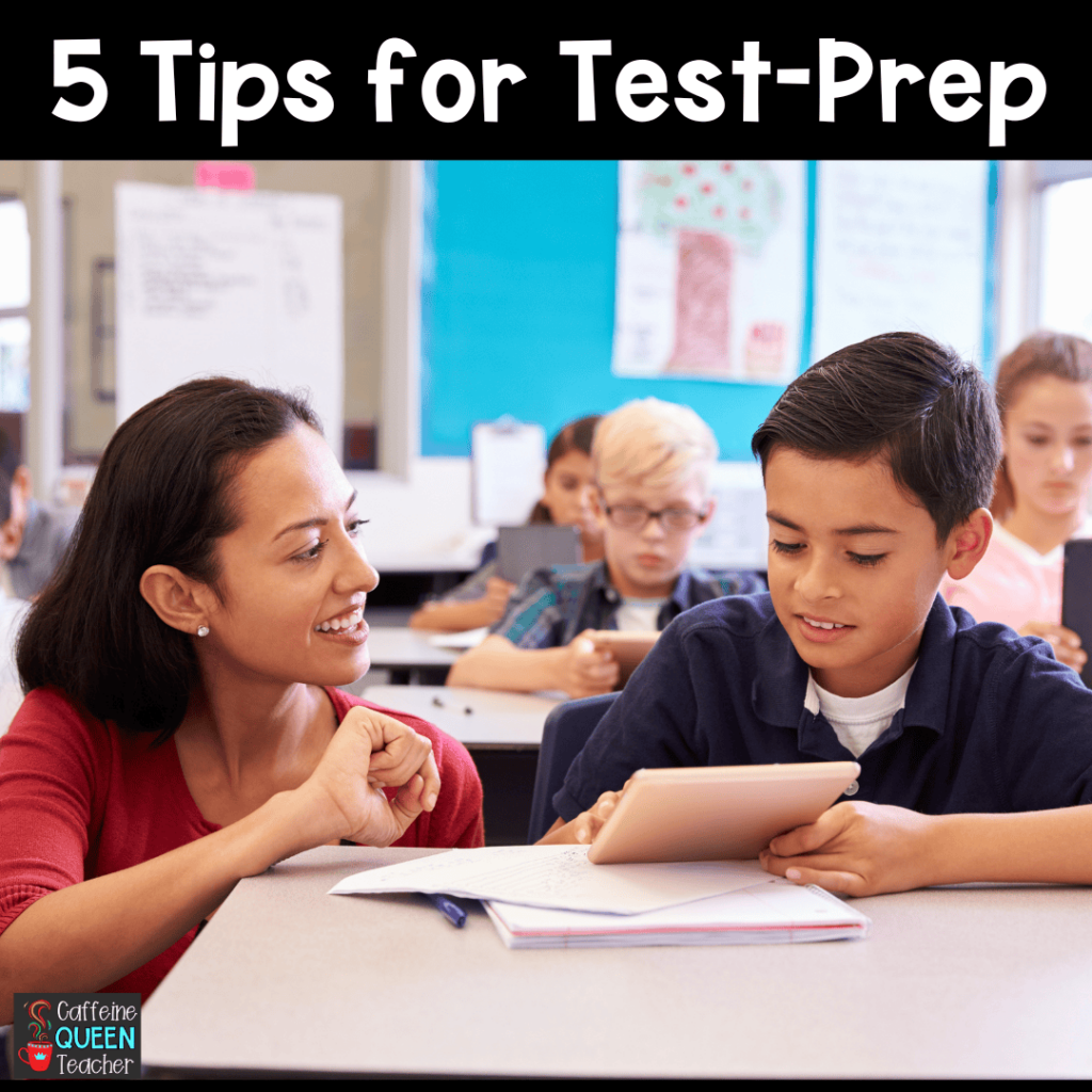 image of teachers helping a student with state test prep