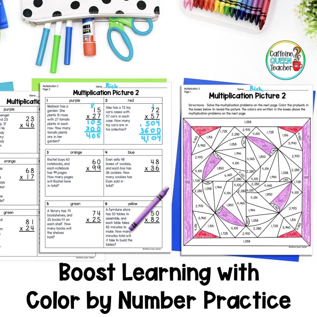 color by number practice pages boost students' engagement