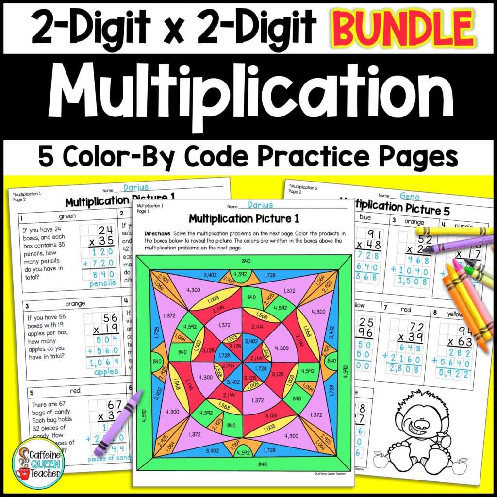 color-by-code 2-digits x 2-digits coloring pages cover image