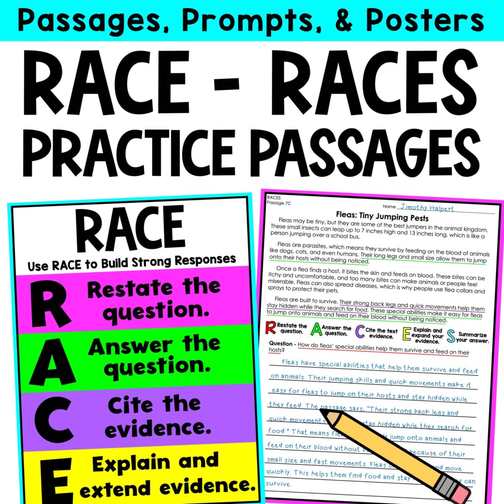 cover of the RACE - RACES passages for practice writing responses to questions