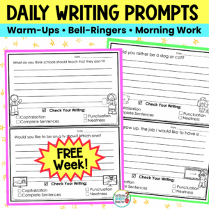 2 pages of journal writing prompts for students