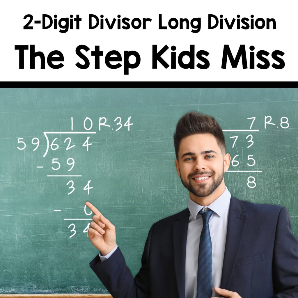 male teacher teaching a class how to divide by 2 digits
