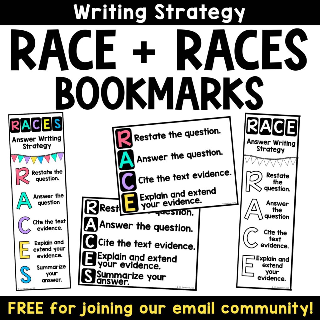 free RACE + RACES bookmarks for students to reference