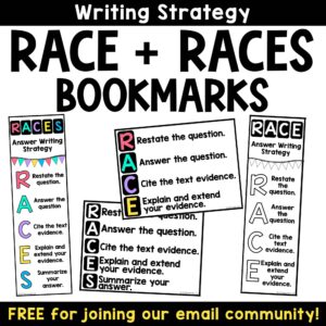 free RACE + RACES bookmarks for students to reference