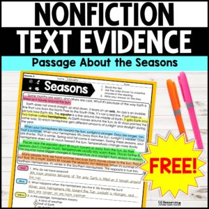 text evidence reading comprehension passage about the seasons