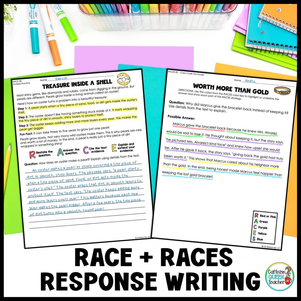 images of 2 RACE RACES reading response strategy passages