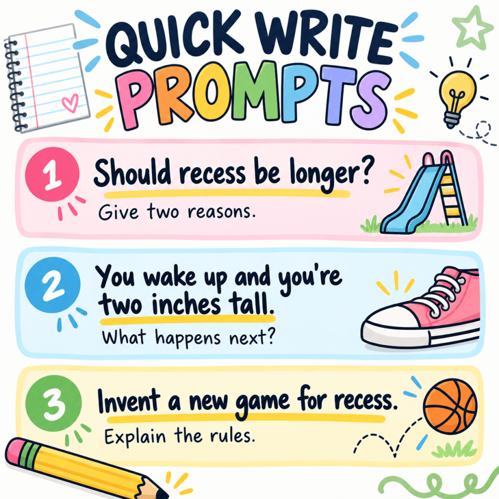 sample of 3 writing prompts to try with your students in class today
