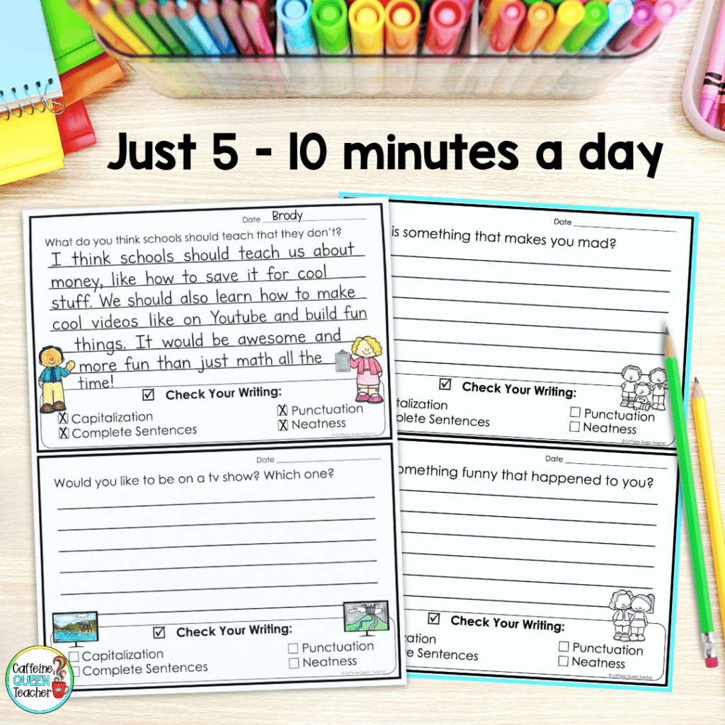sample pages of quick writes daily writing for students to improve writing skills